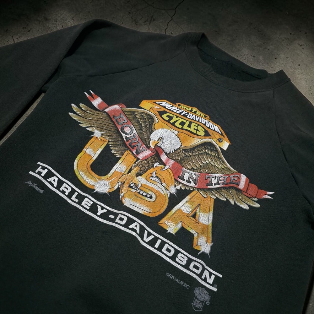 Vintage 1980's Harley Davidson Sweater Funwear Born in the USA Eagle Size Small